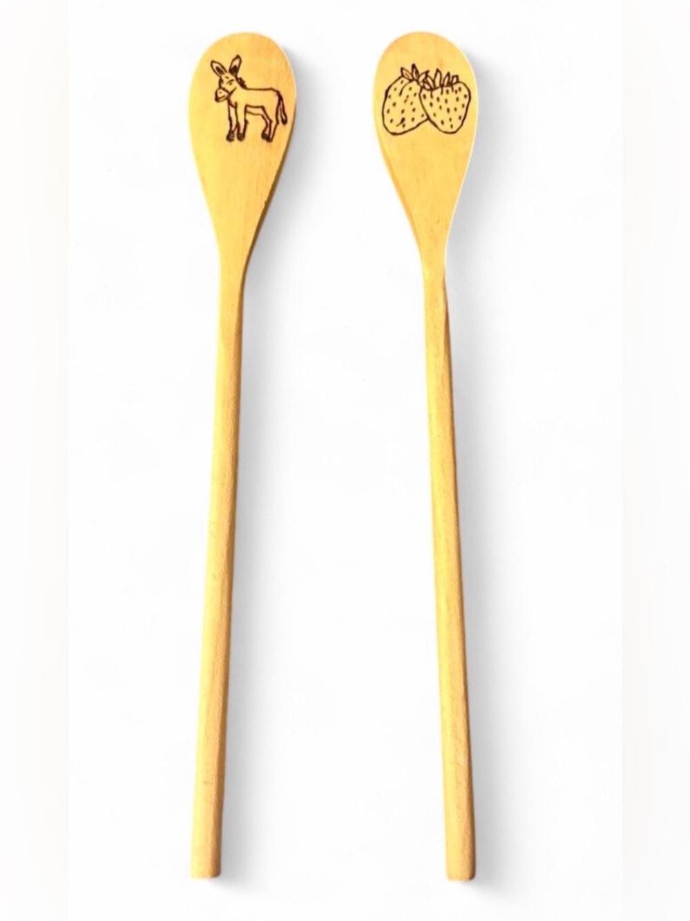 Handmade cottagecore bamboo spoon with wood-burned designs